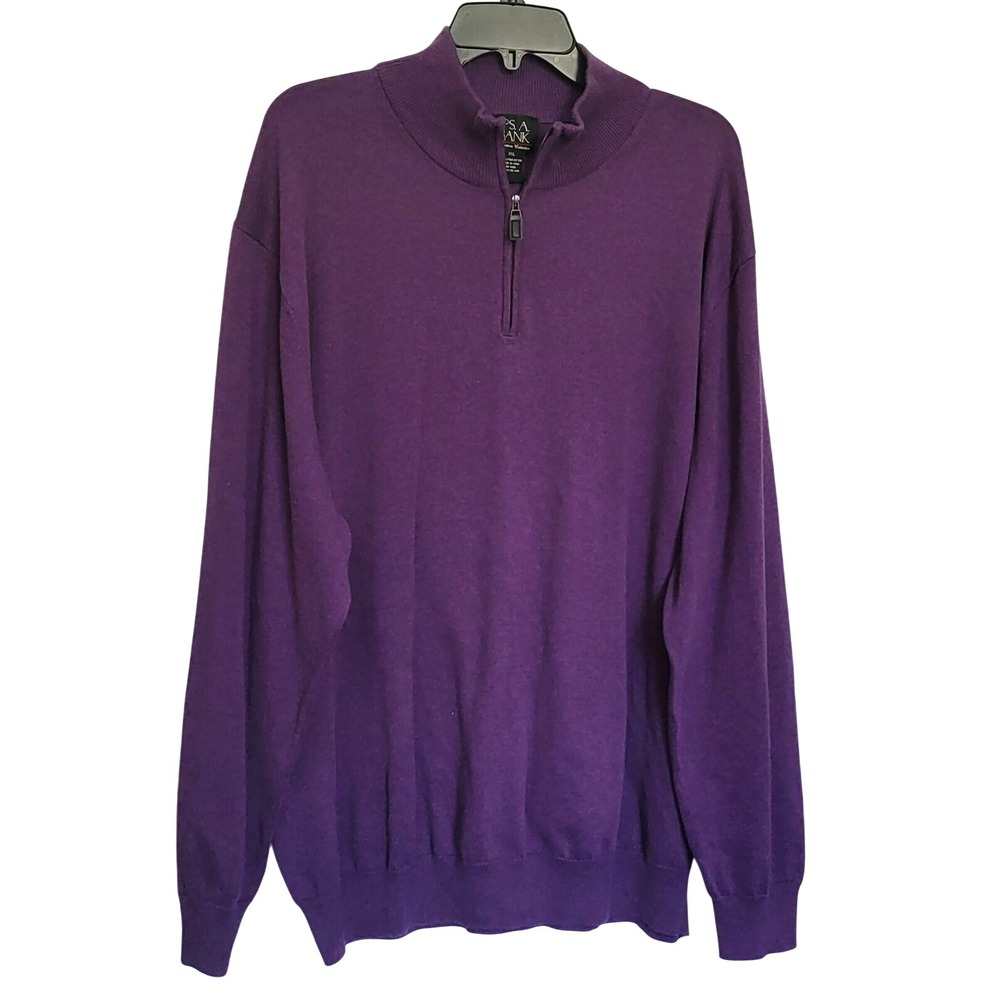 Jos. A Bank Men's Preppy Purple Pima Cotton 1/4 Zip Classic Pullover Sweater XXL
